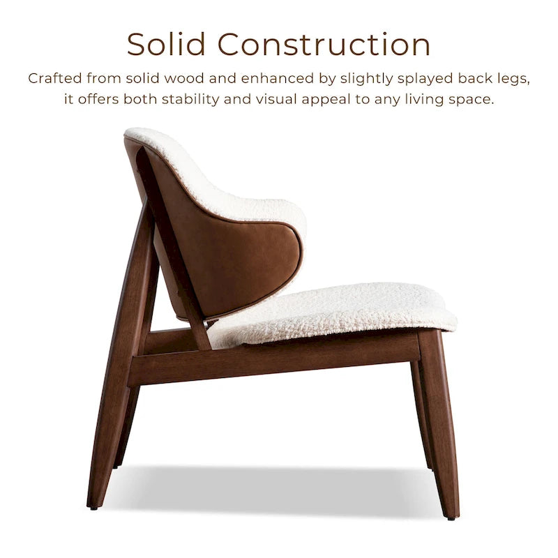 Furniture of America Beck Mid-century Modern Boucle Wingback Walnut Accent Chair