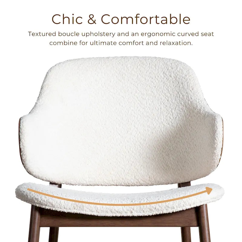 Furniture of America Beck Mid-century Modern Boucle Wingback Walnut Accent Chair