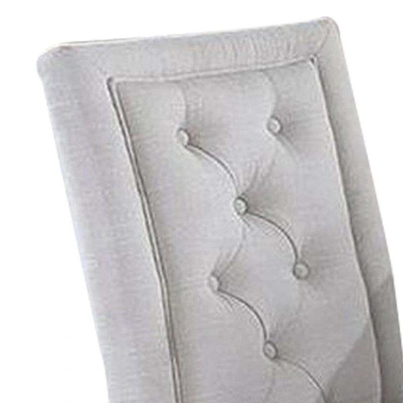 26 Inch Wood Dining Chair with Button Tufted Padded Back, Set of 2, White