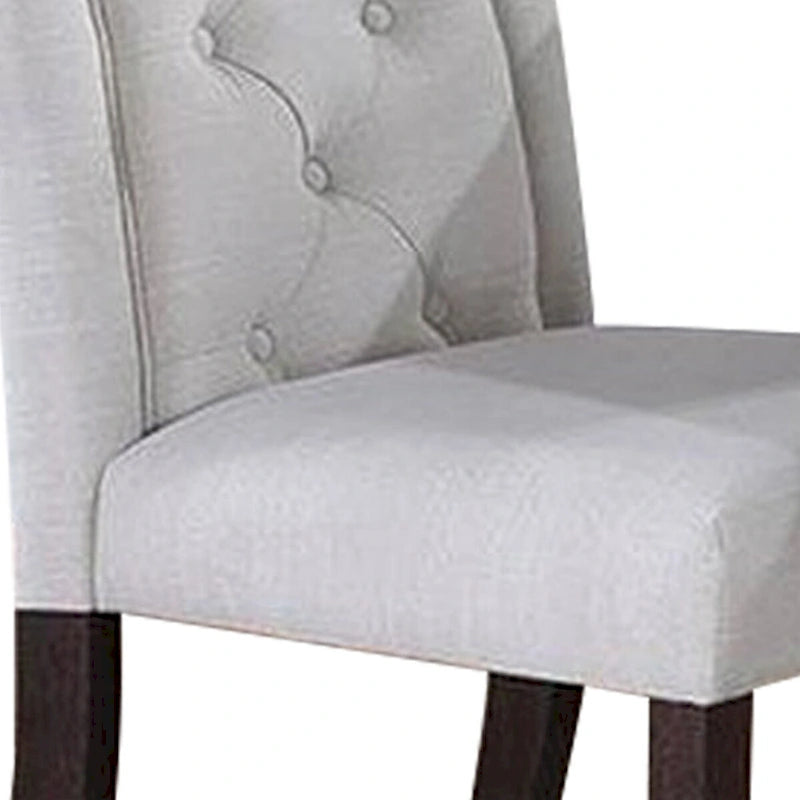 26 Inch Wood Dining Chair with Button Tufted Padded Back, Set of 2, White