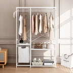 Freestanding Clothing Rack with Bottom Mesh Storage Rack