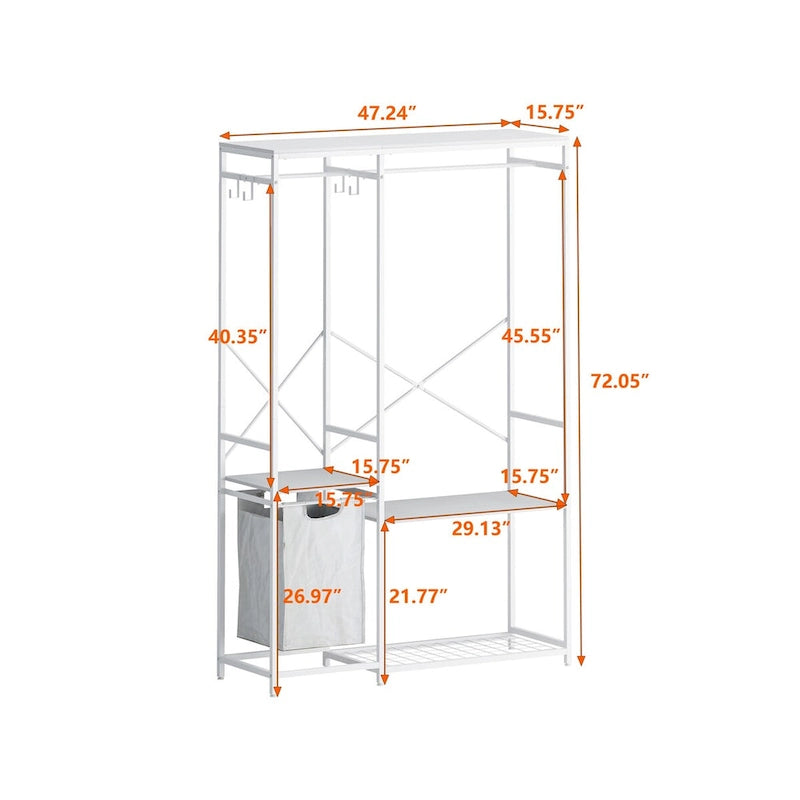 Freestanding Clothing Rack with Bottom Mesh Storage Rack
