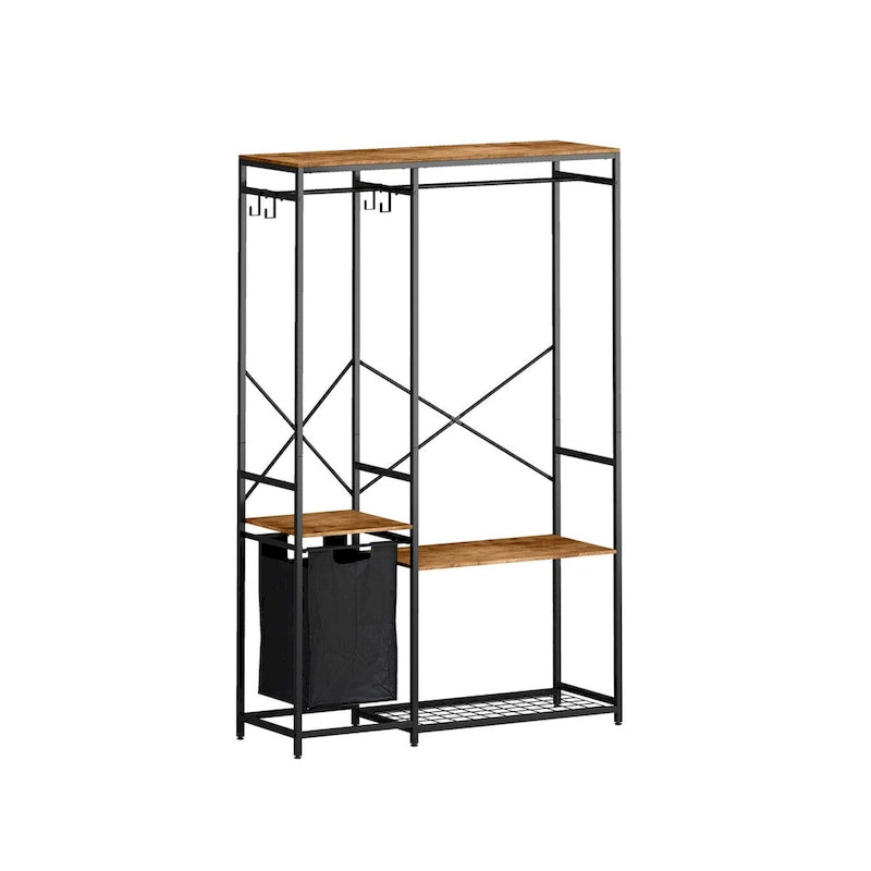 Freestanding Clothing Rack with Bottom Mesh Storage Rack