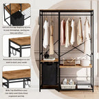 Freestanding Clothing Rack with Bottom Mesh Storage Rack