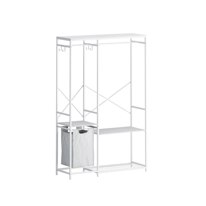 Freestanding Clothing Rack with Bottom Mesh Storage Rack