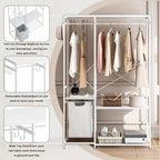 Freestanding Clothing Rack with Bottom Mesh Storage Rack