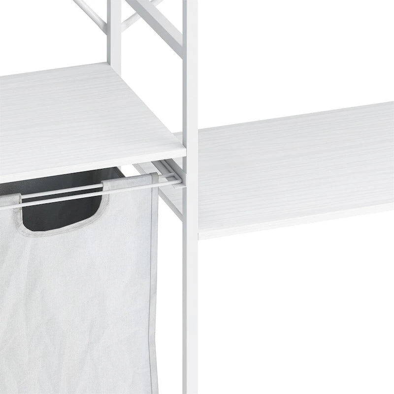 Freestanding Clothing Rack with Bottom Mesh Storage Rack