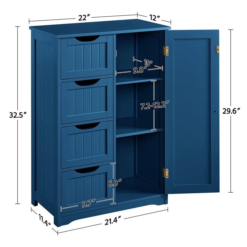 Wooden Bathroom Floor Cabinet - 13D x 22W x 32H