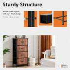 Dresser for Bedroom with 4 Fabric Drawers, Tall Chest Organizer Units for Clothing, Closet, Kidsroom, Storage Tower with Cabinet