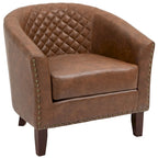 Ethan Accent Chair Barrel PU Leather with Nailhead Trim