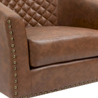 Ethan Accent Chair Barrel PU Leather with Nailhead Trim