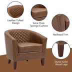 Ethan Accent Chair Barrel PU Leather with Nailhead Trim