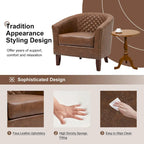 Ethan Accent Chair Barrel PU Leather with Nailhead Trim