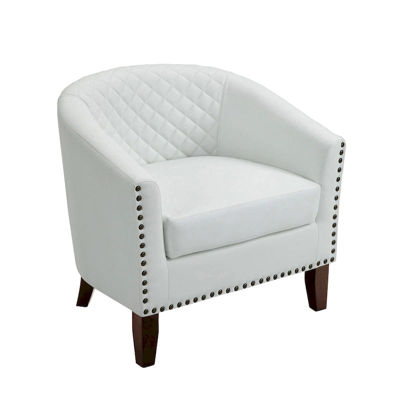 Ethan Accent Chair Barrel PU Leather with Nailhead Trim