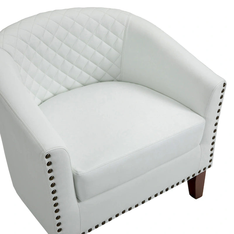 Ethan Accent Chair Barrel PU Leather with Nailhead Trim