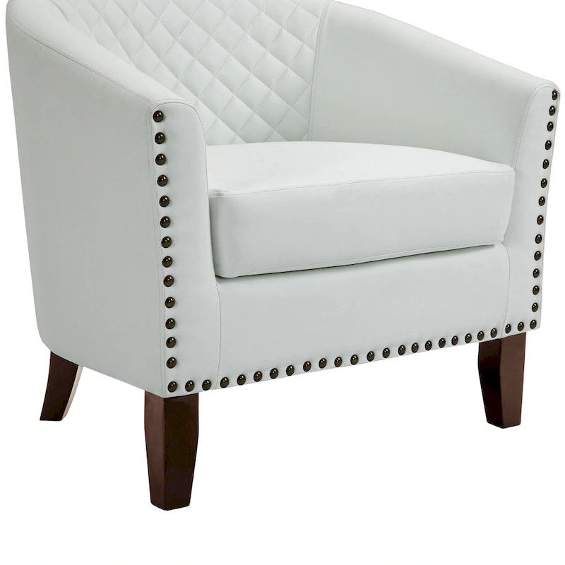 Ethan Accent Chair Barrel PU Leather with Nailhead Trim