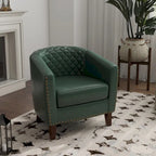 Ethan Accent Chair Barrel PU Leather with Nailhead Trim