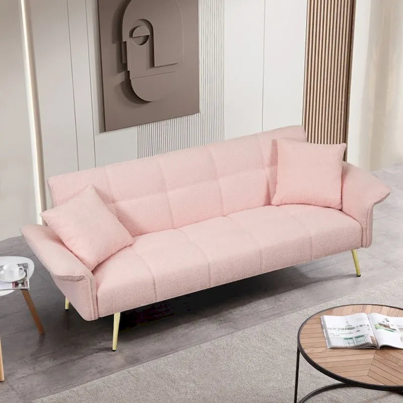 Modern 70-Inch Teddy Fleece Convertible Futon Sofa bed