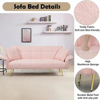 Modern 70-Inch Teddy Fleece Convertible Futon Sofa bed