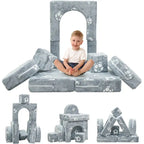 Mieres Modular Kids Sofa Couch, Modular Toddler Glow Sofa, Fold Out Play Couch for Kid with 2 Seats