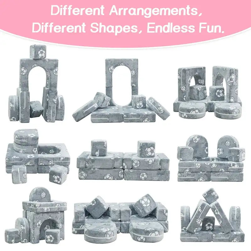 Mieres Modular Kids Sofa Couch, Modular Toddler Glow Sofa, Fold Out Play Couch for Kid with 2 Seats