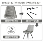 Leather Dining Chair with Metal Legs Set of 2