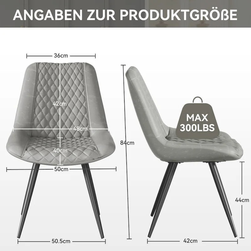 Leather Dining Chair with Metal Legs Set of 2