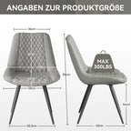Leather Dining Chair with Metal Legs Set of 2