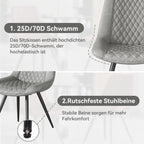 Leather Dining Chair with Metal Legs Set of 2