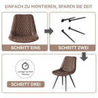 Leather Dining Chair with Metal Legs Set of 2