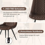 Leather Dining Chair with Metal Legs Set of 2