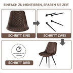 Leather Dining Chair with Metal Legs Set of 2