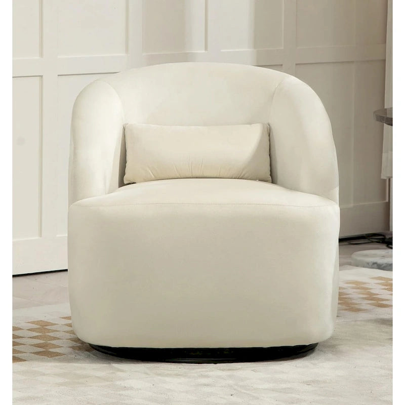 Accent Chair with Barrel-shaped Design and 360 Degree Swivel Feature