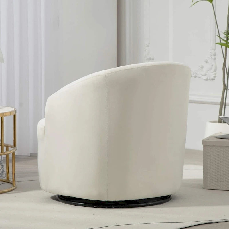 Accent Chair with Barrel-shaped Design and 360 Degree Swivel Feature