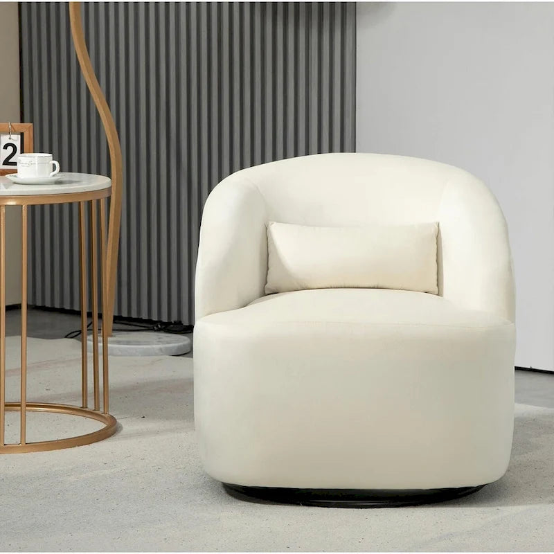 Accent Chair with Barrel-shaped Design and 360 Degree Swivel Feature