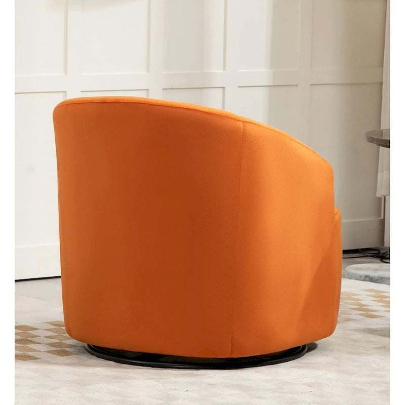 Accent Chair with Barrel-shaped Design and 360 Degree Swivel Feature