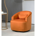 Accent Chair with Barrel-shaped Design and 360 Degree Swivel Feature