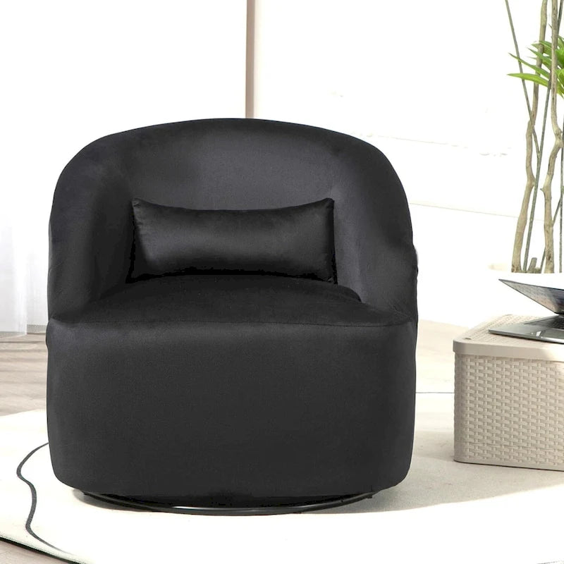Accent Chair with Barrel-shaped Design and 360 Degree Swivel Feature
