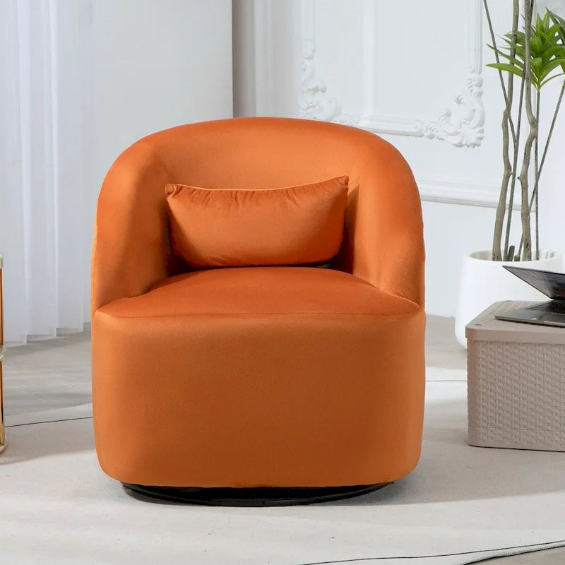 US Pride Furniture Accent Chair with Barrel-shaped Design and 360 Degree Swivel Feature