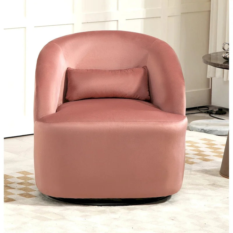 US Pride Furniture Accent Chair with Barrel-shaped Design and 360 Degree Swivel Feature
