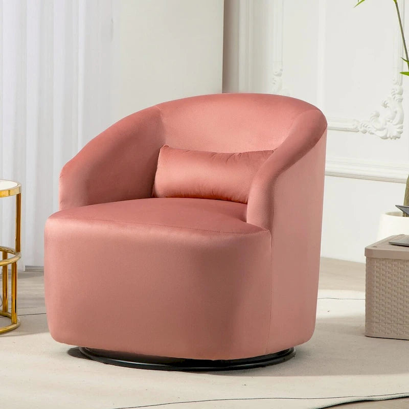 US Pride Furniture Accent Chair with Barrel-shaped Design and 360 Degree Swivel Feature