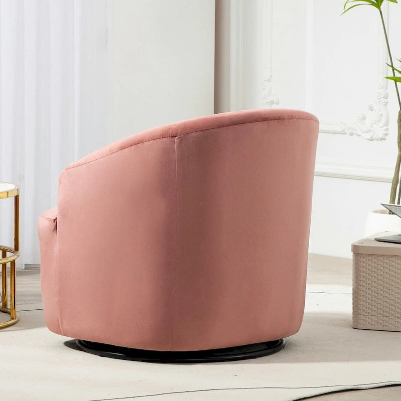 US Pride Furniture Accent Chair with Barrel-shaped Design and 360 Degree Swivel Feature