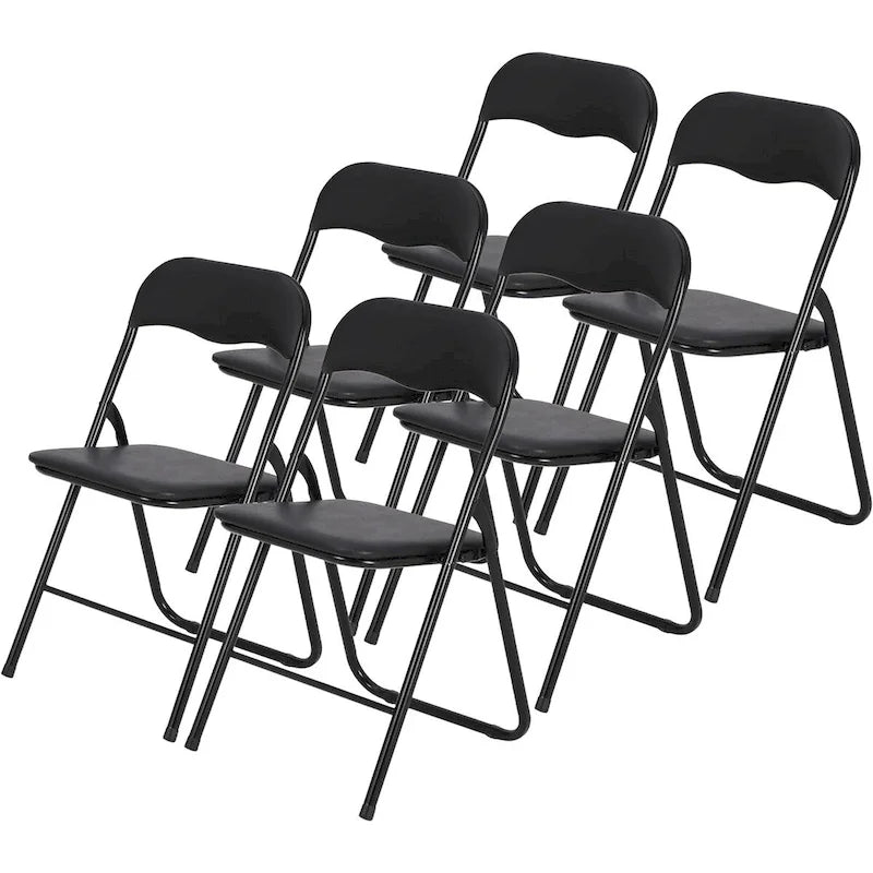 6 Folding Chairs with Cushion, with Non-Slip Feet Pads