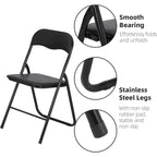 6 Folding Chairs with Cushion, with Non-Slip Feet Pads