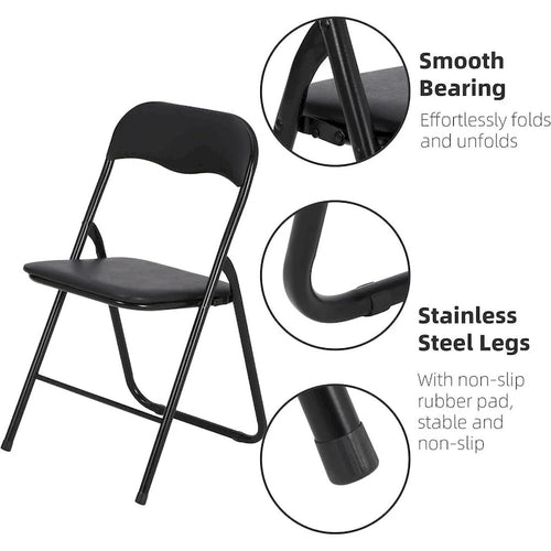 6 Folding Chairs with Cushion, with Non-Slip Feet Pads