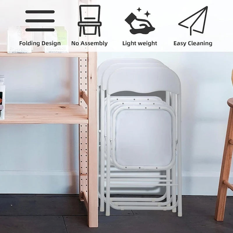 6 Folding Chairs with Cushion, with Non-Slip Feet Pads